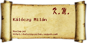 Kálóczy Milán névjegykártya
