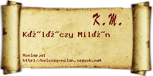 Kálóczy Milán névjegykártya