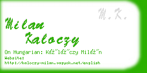 milan kaloczy business card